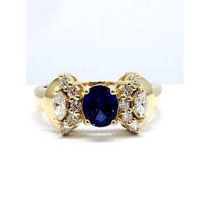 14k REAL GOLD  Bow Ring, Cubic Zirconia Size 6.5